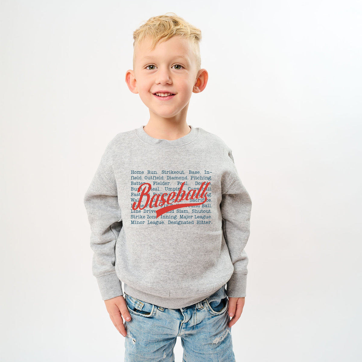 Baseball Words Stacked - Youth Graphic Sweatshirt
