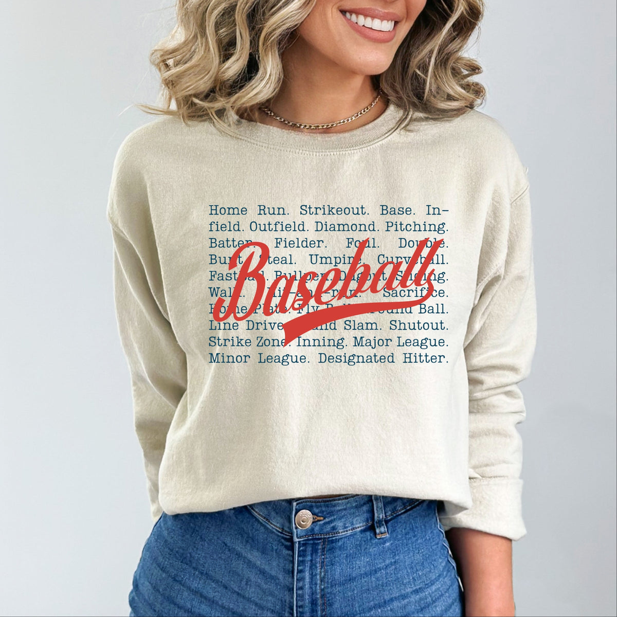 Baseball Words Stacked - Women's Graphic Sweatshirt