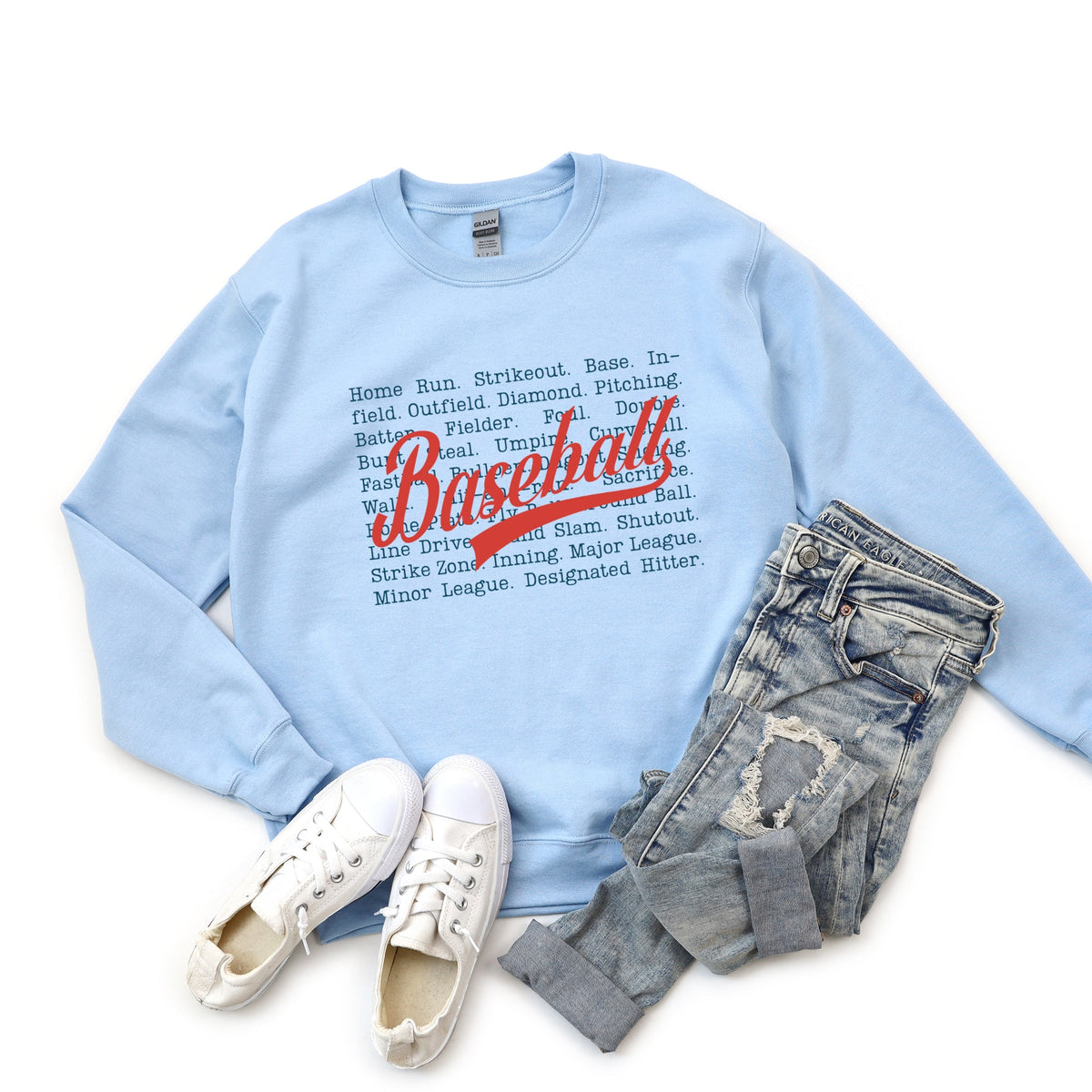 Baseball Words Stacked - Women's Graphic Sweatshirt