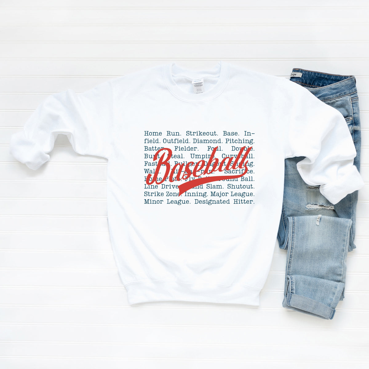 Baseball Words Stacked - Women's Graphic Sweatshirt
