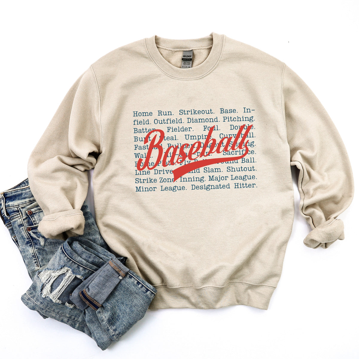 Baseball Words Stacked - Women's Graphic Sweatshirt