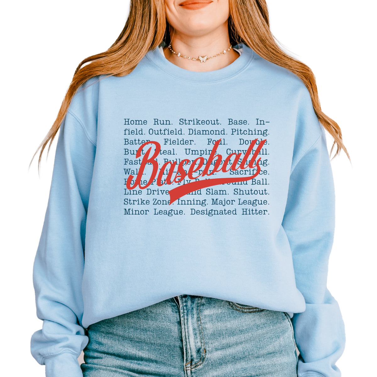 Baseball Words Stacked - Women's Graphic Sweatshirt