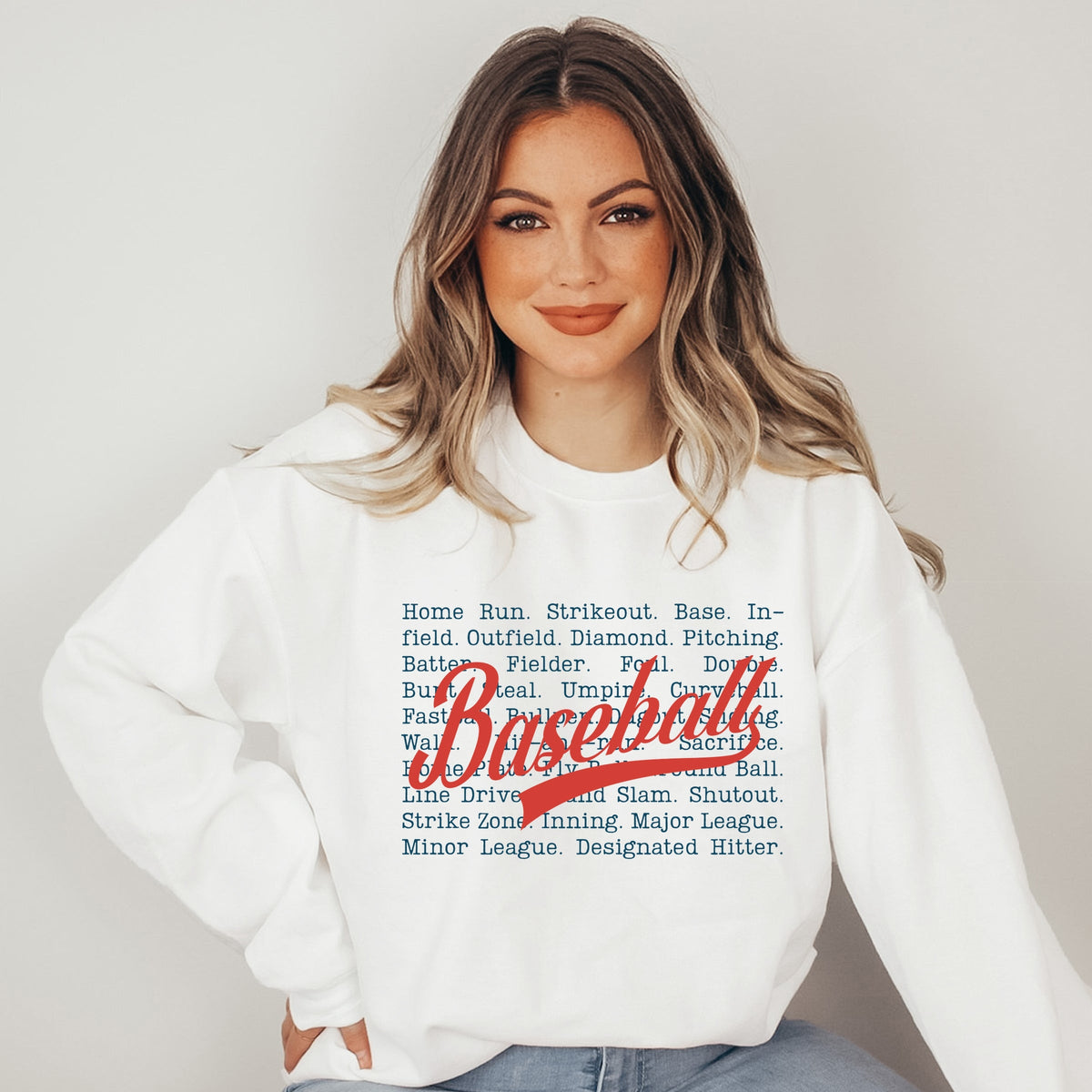 Baseball Words Stacked - Women's Graphic Sweatshirt