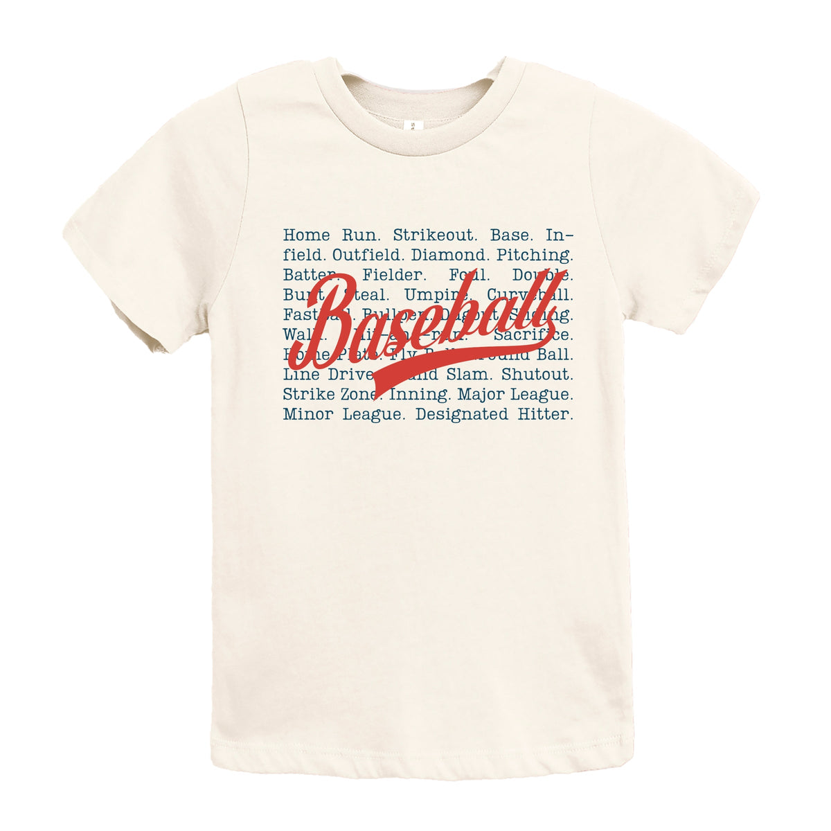 Baseball Words Stacked - Youth Short Sleeve Graphic T-Shirt