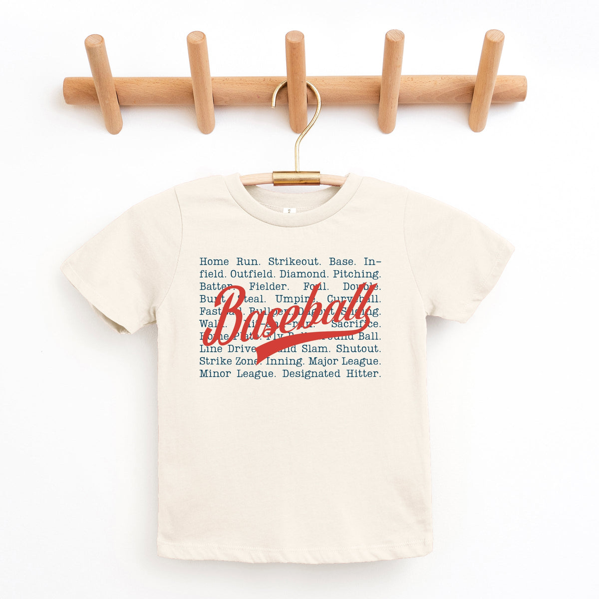 Baseball Words Stacked - Youth Short Sleeve Graphic T-Shirt