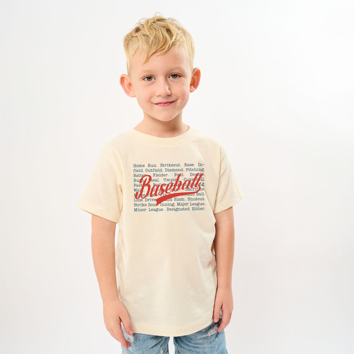 Baseball Words Stacked - Youth Short Sleeve Graphic T-Shirt