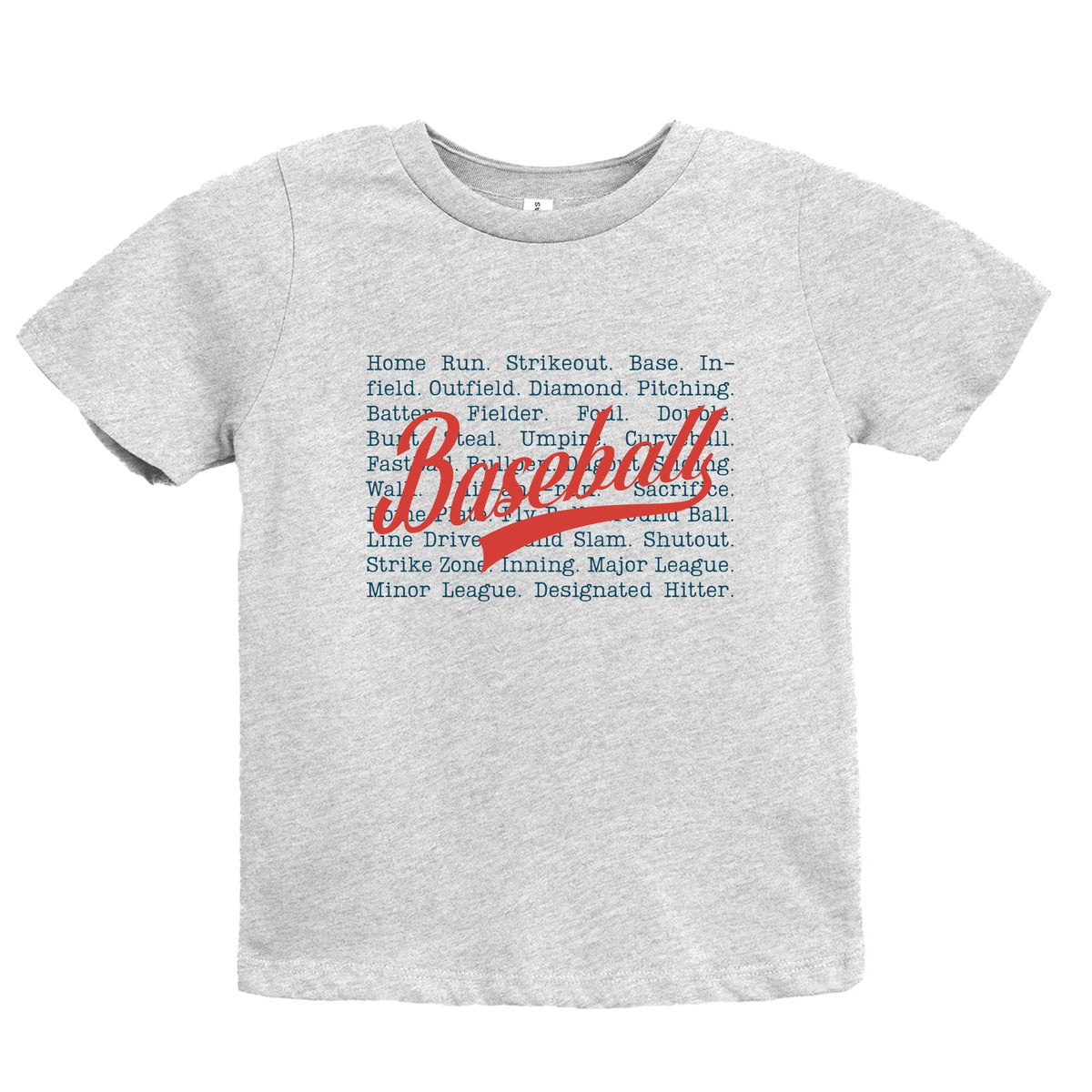 Baseball Words Stacked - Youth Short Sleeve Graphic T-Shirt
