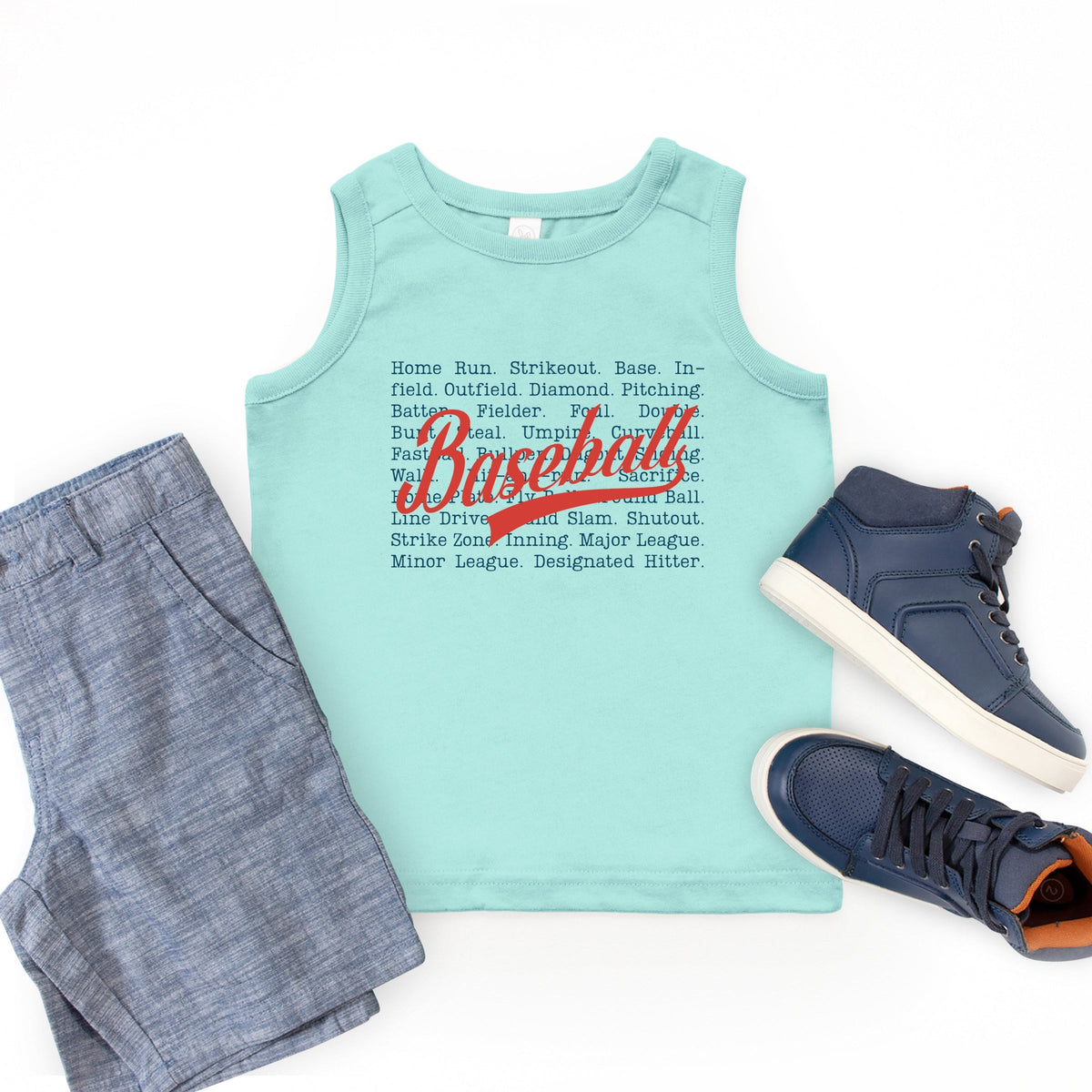 Baseball Words Stacked - Youth Tank Top