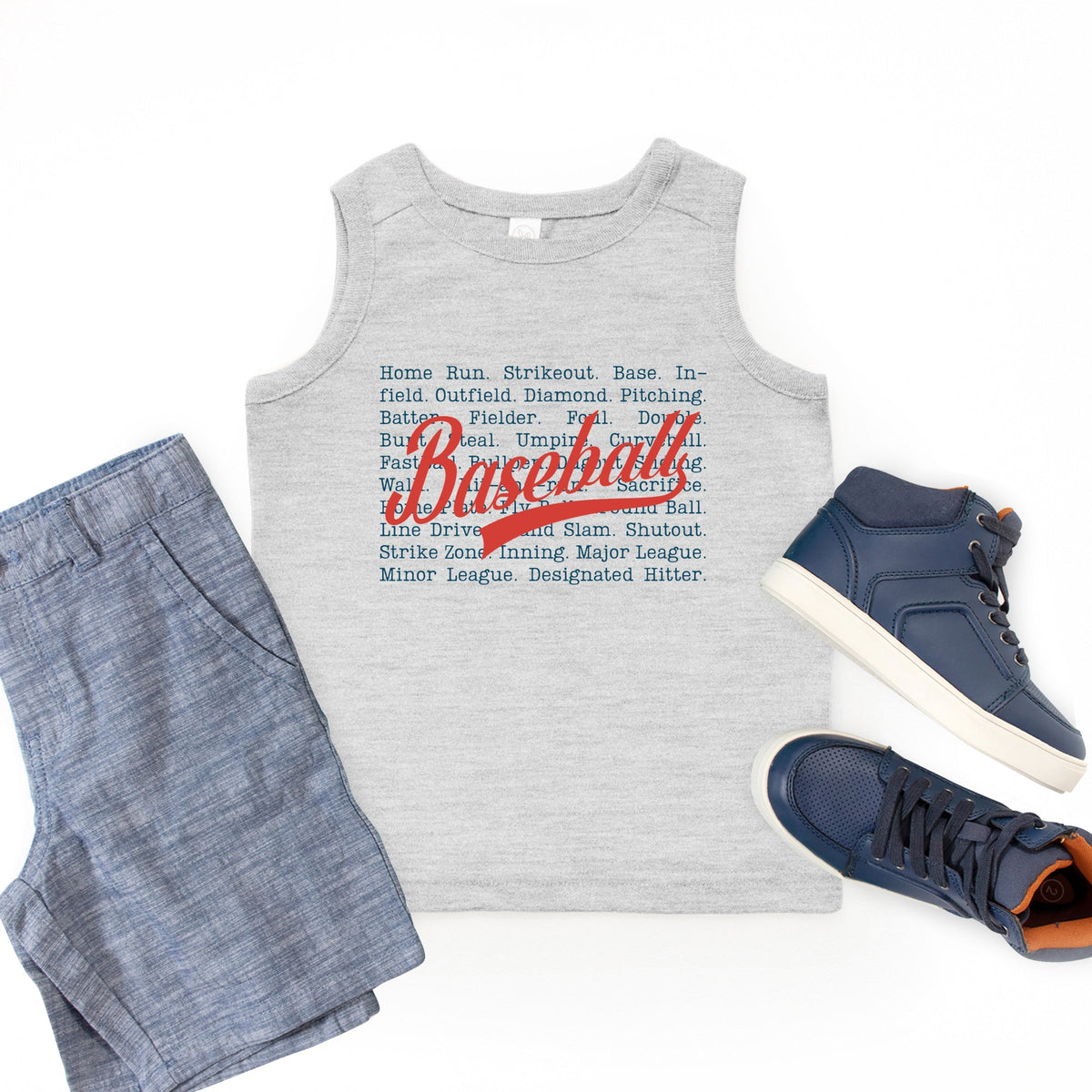 Baseball Words Stacked - Youth Tank Top