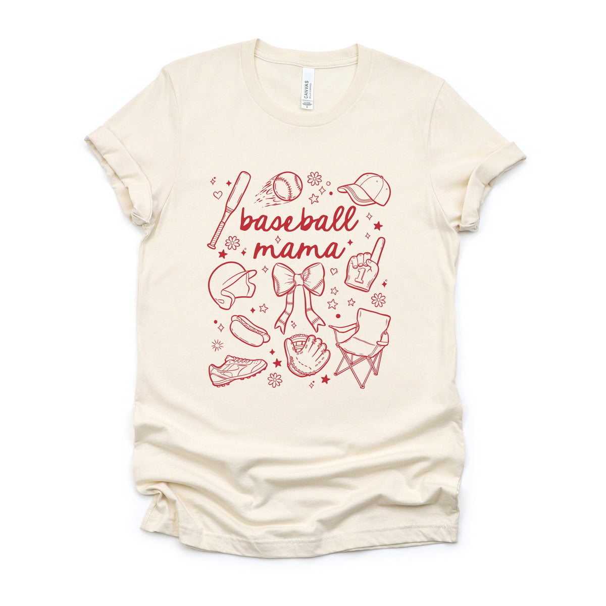 Baseball Mama Sketched Collage - Women's Short Sleeve Graphic T-Shirt