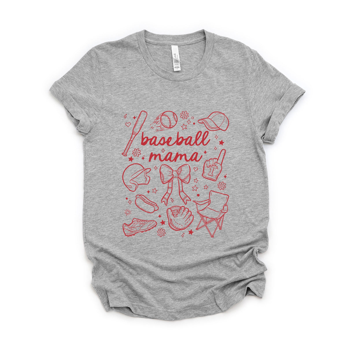 Baseball Mama Sketched Collage - Women's Short Sleeve Graphic T-Shirt