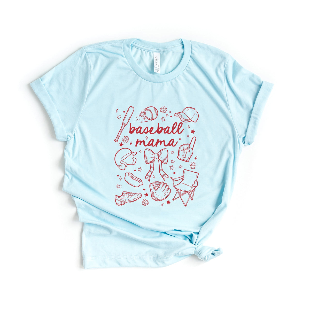 Baseball Mama Sketched Collage - Women's Short Sleeve Graphic T-Shirt
