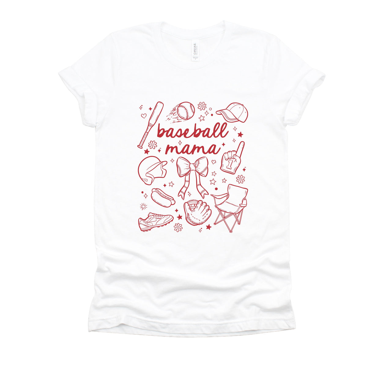 Baseball Mama Sketched Collage - Women's Short Sleeve Graphic T-Shirt