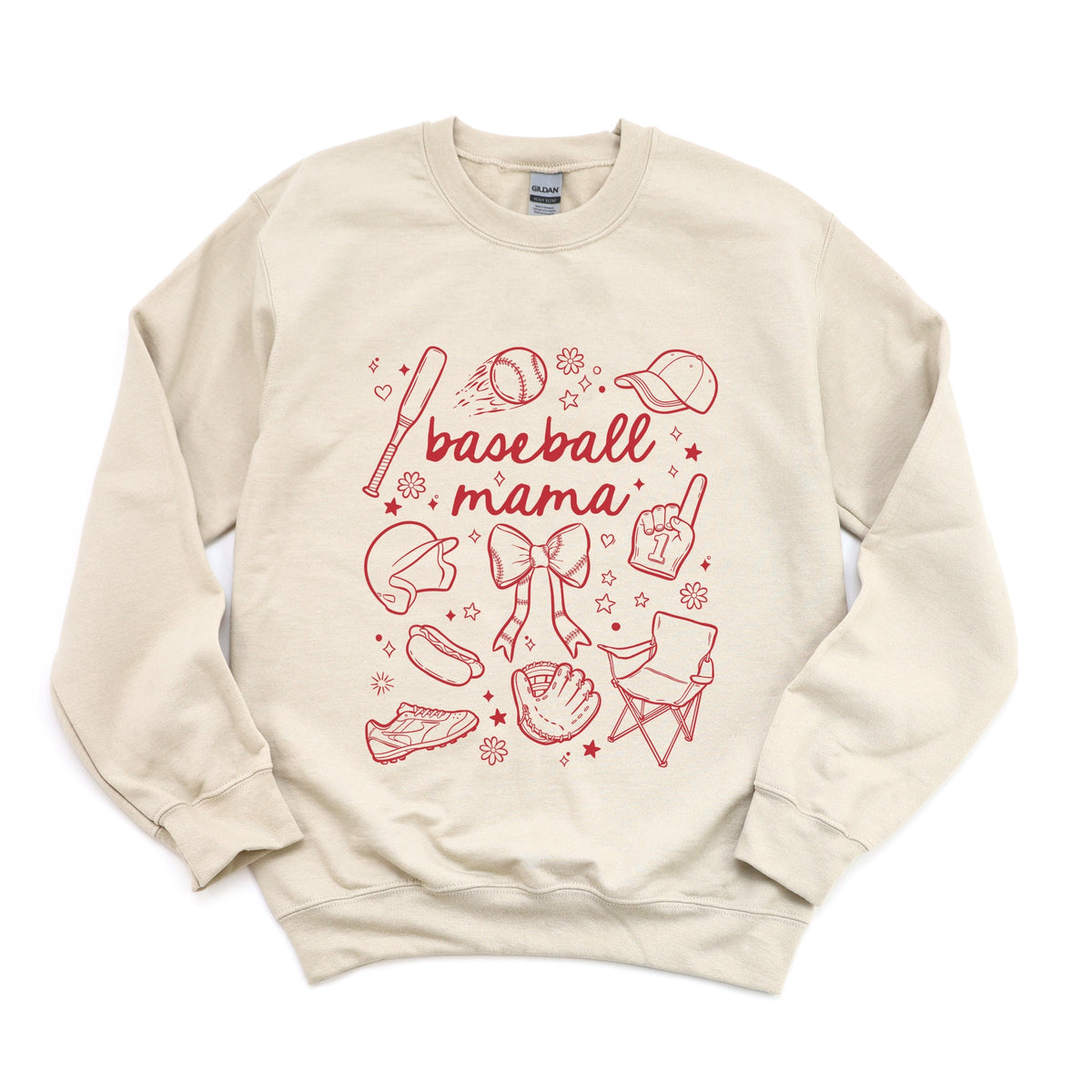 Baseball Mama Sketched Collage - Women's Graphic Sweatshirt
