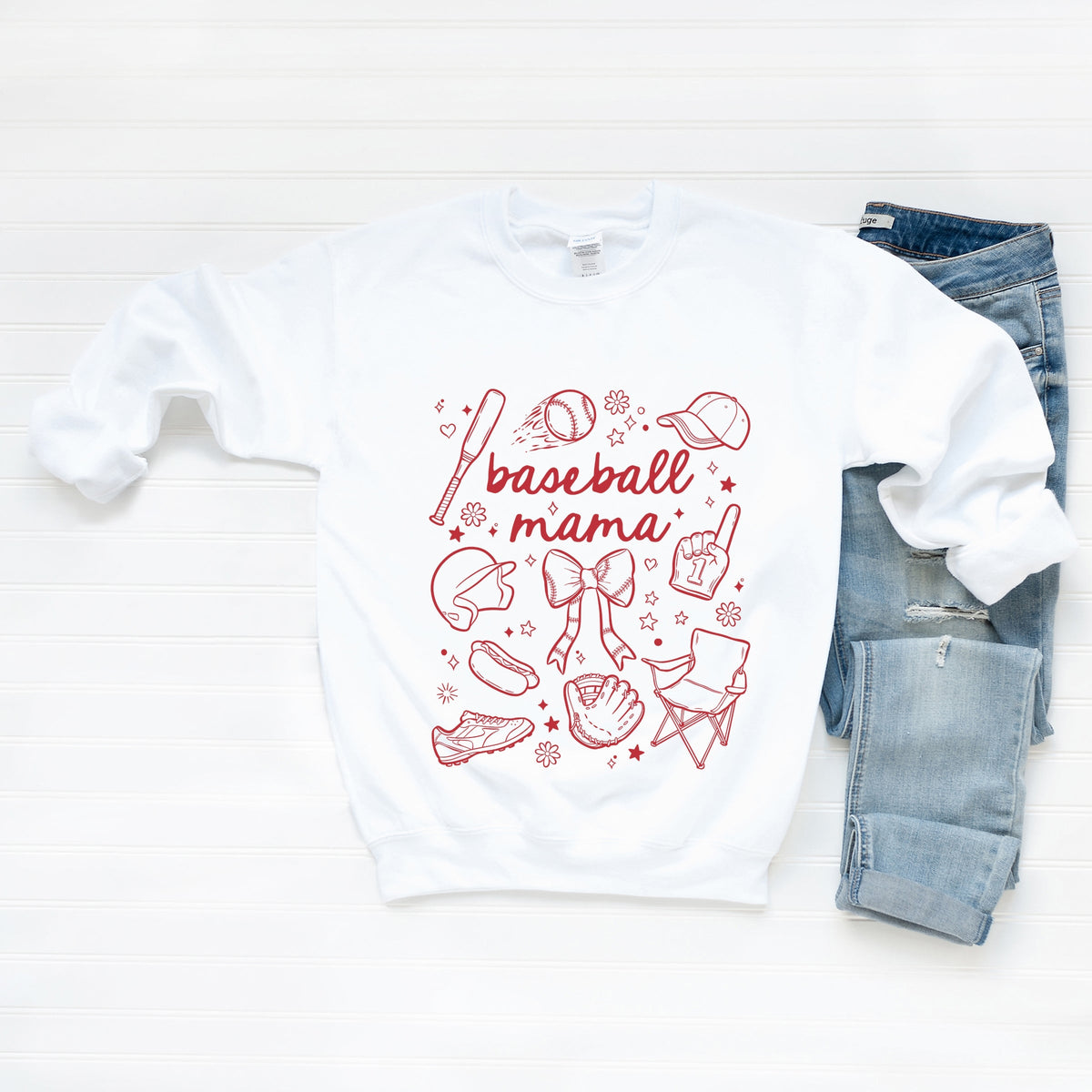 Baseball Mama Sketched Collage - Women's Graphic Sweatshirt