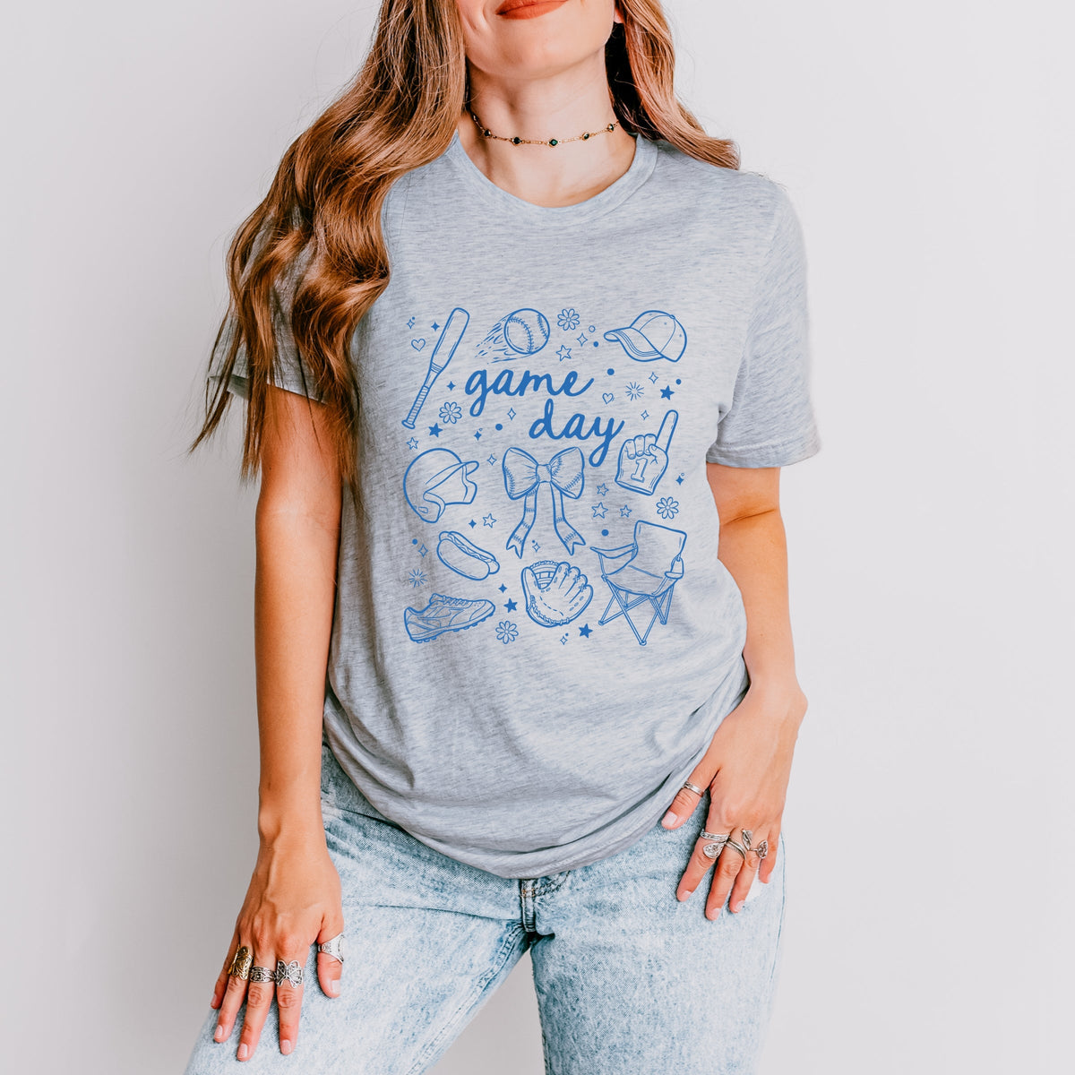 Baseball Game Day Sketched Collage - Women's Short Sleeve Graphic T-Shirt