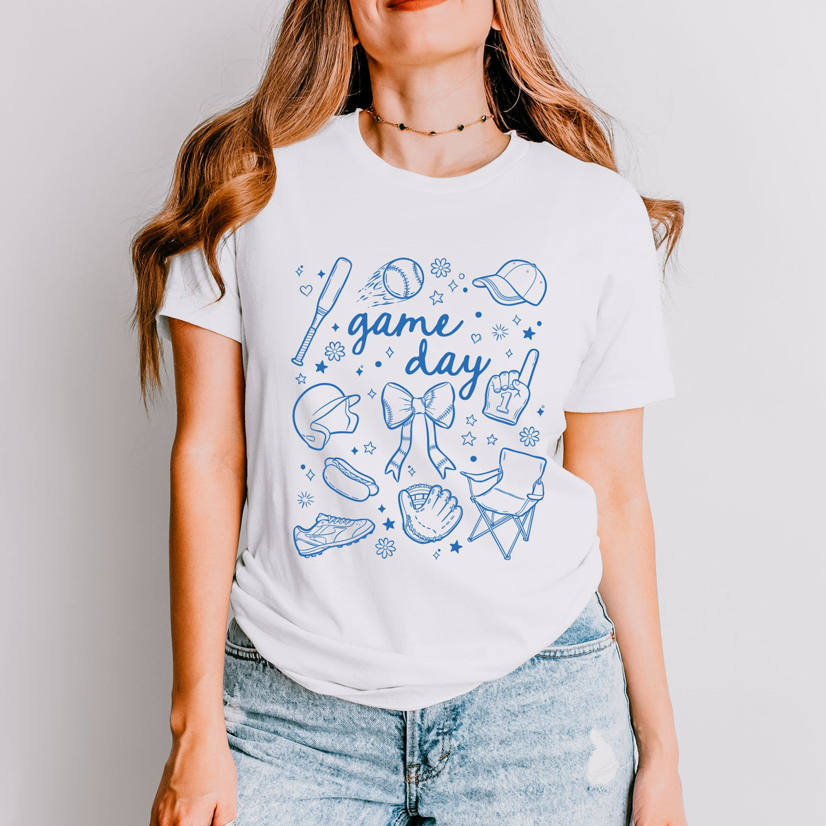 Baseball Game Day Sketched Collage - Women's Short Sleeve Graphic T-Shirt