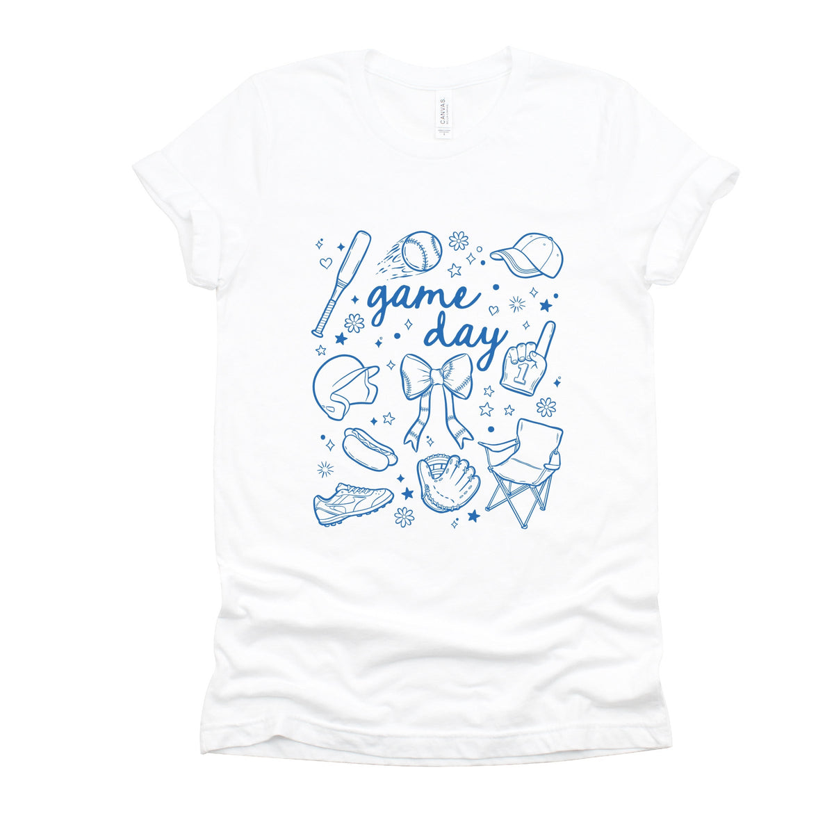 Baseball Game Day Sketched Collage - Women's Short Sleeve Graphic T-Shirt