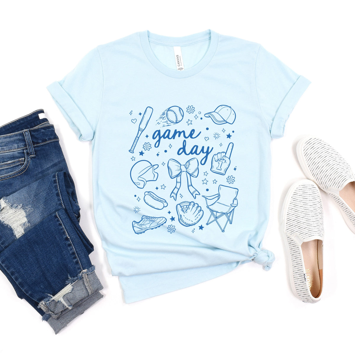 Baseball Game Day Sketched Collage - Women's Short Sleeve Graphic T-Shirt