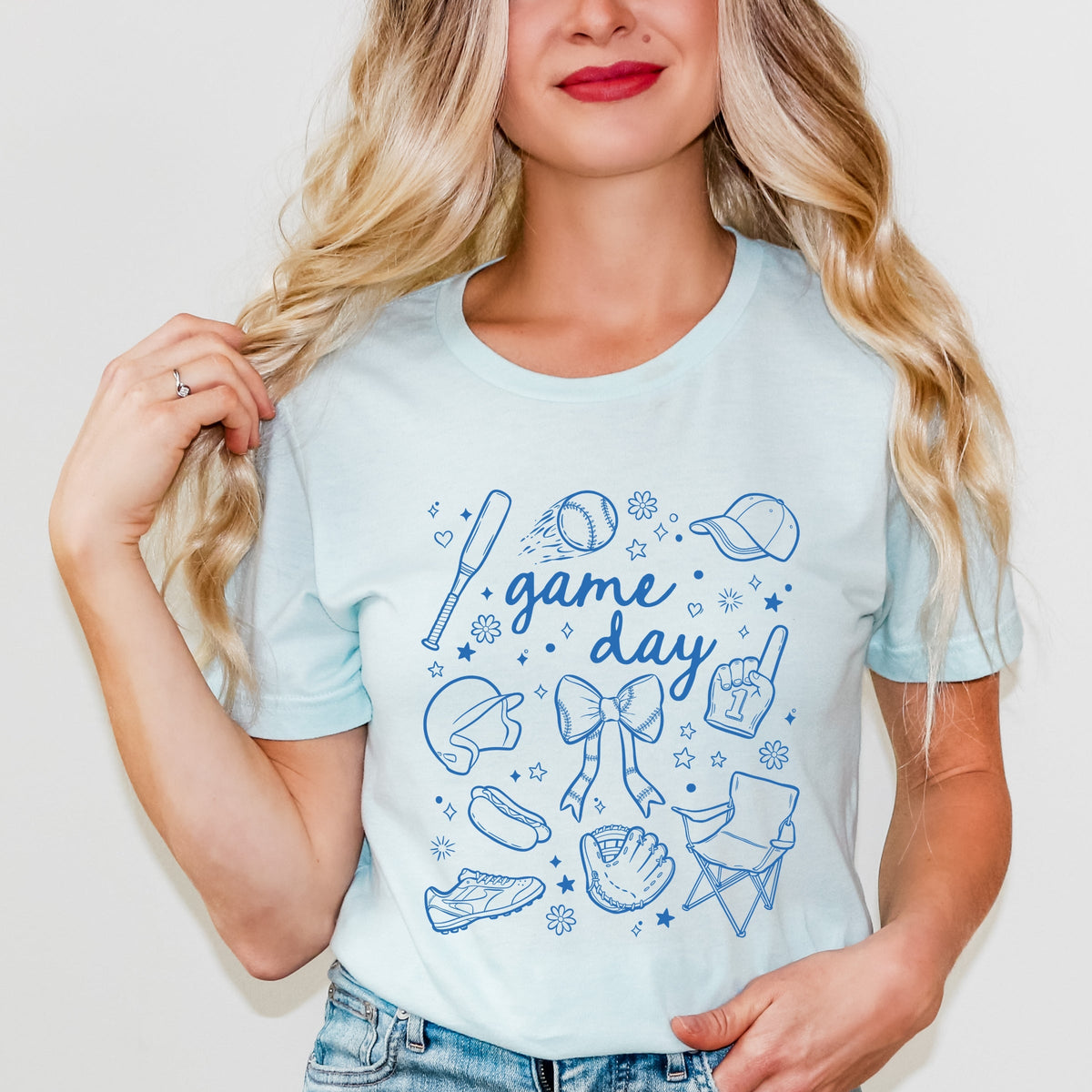 Baseball Game Day Sketched Collage - Women's Short Sleeve Graphic T-Shirt