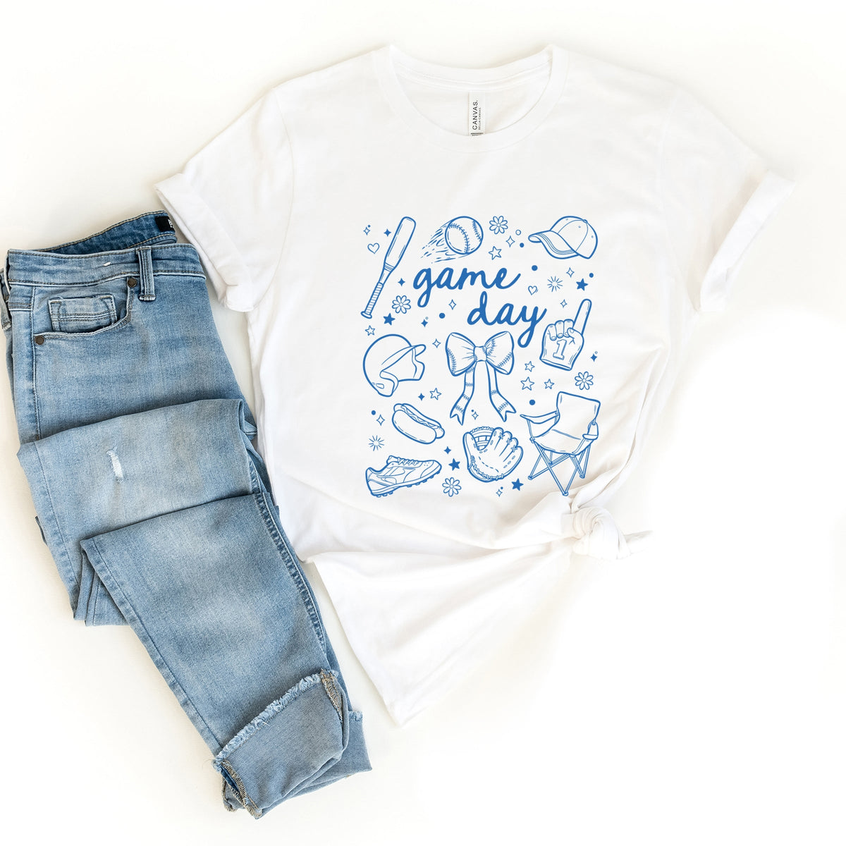 Baseball Game Day Sketched Collage - Women's Short Sleeve Graphic T-Shirt