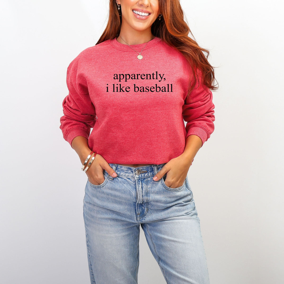 Apparently, I Like Baseball - Women's Graphic Sweatshirt