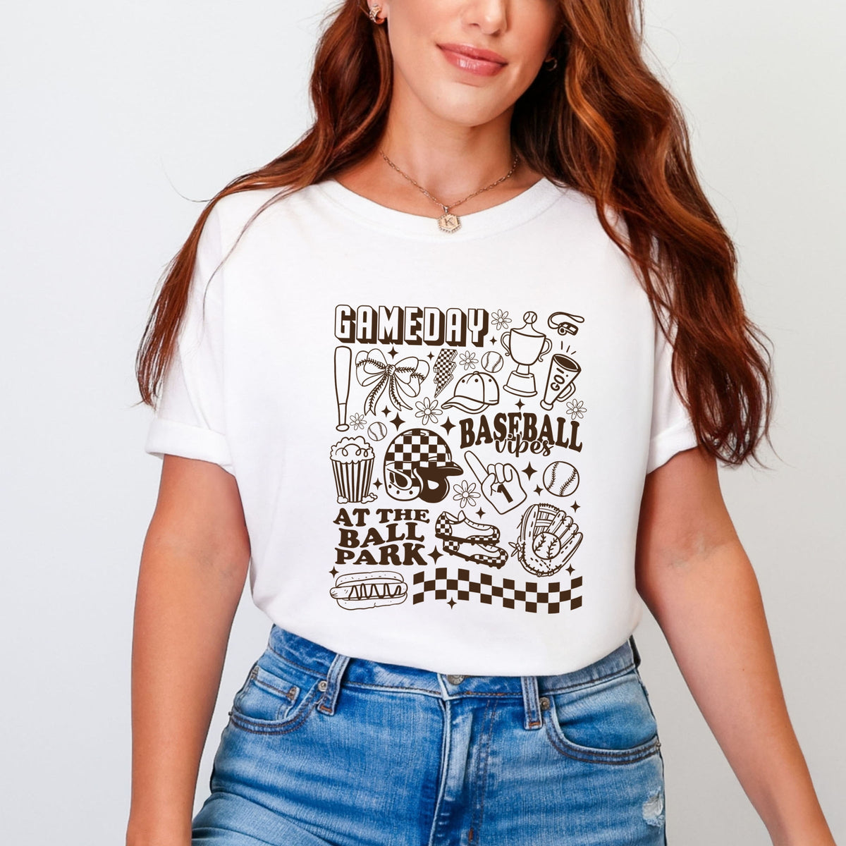 Gameday Baseball Vibes Collage - Women's Garment Dyed Graphic T-Shirt