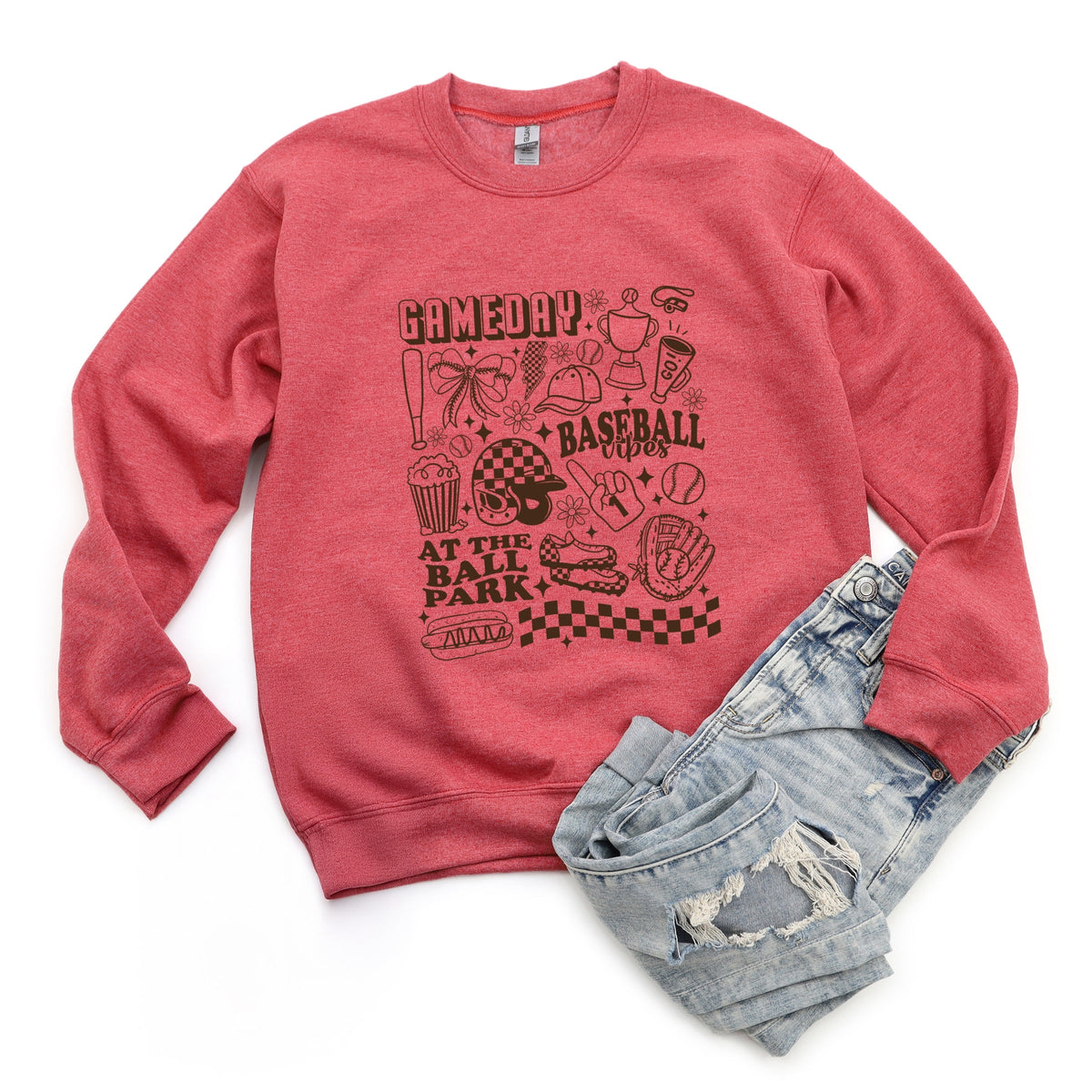 Gameday Baseball Vibes Collage - Women's Graphic Sweatshirt