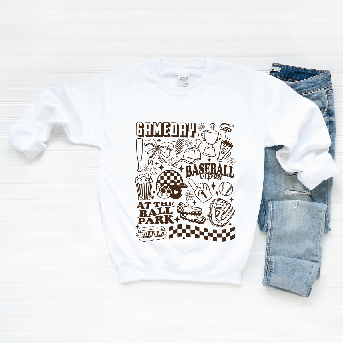 Gameday Baseball Vibes Collage - Women's Graphic Sweatshirt