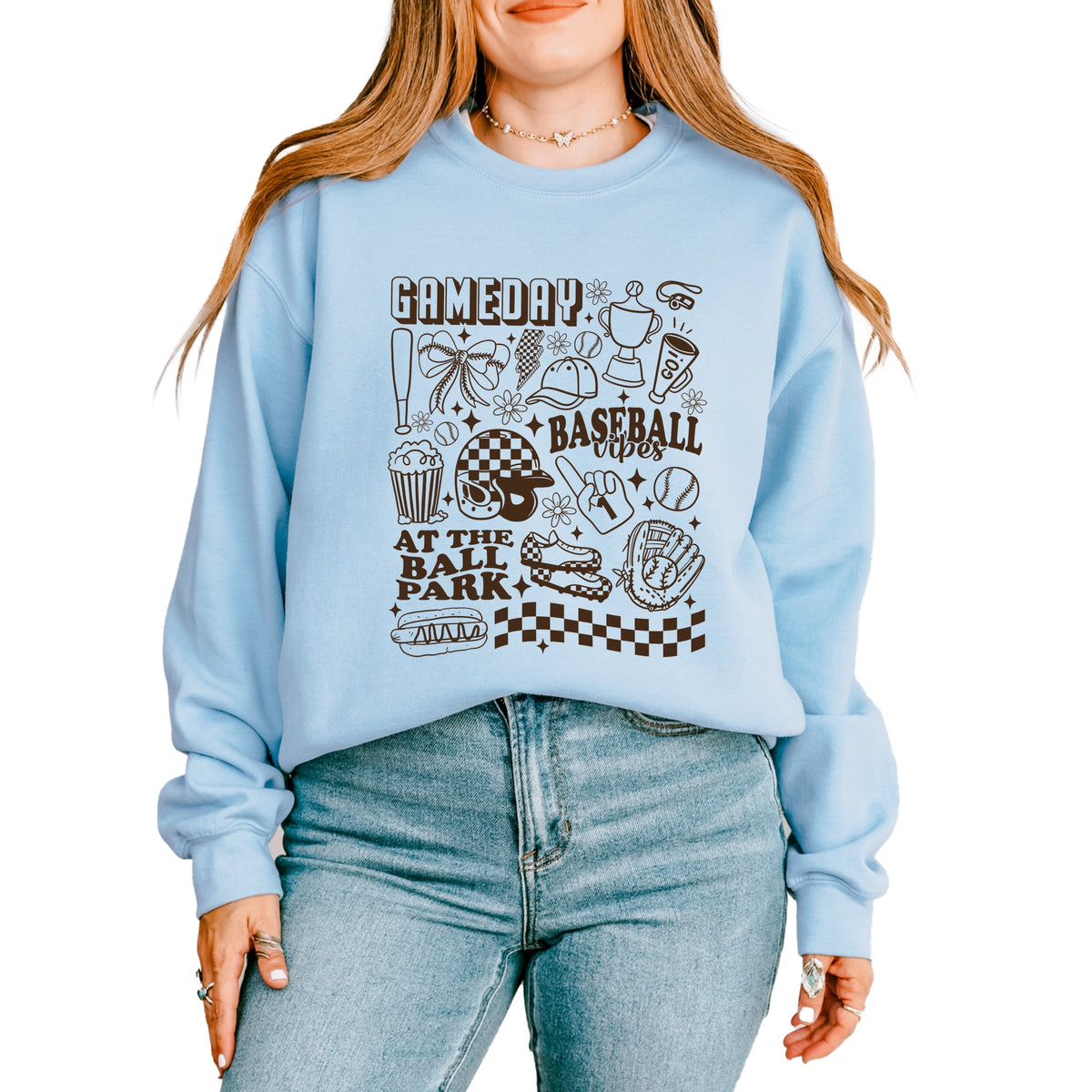 Gameday Baseball Vibes Collage - Women's Graphic Sweatshirt
