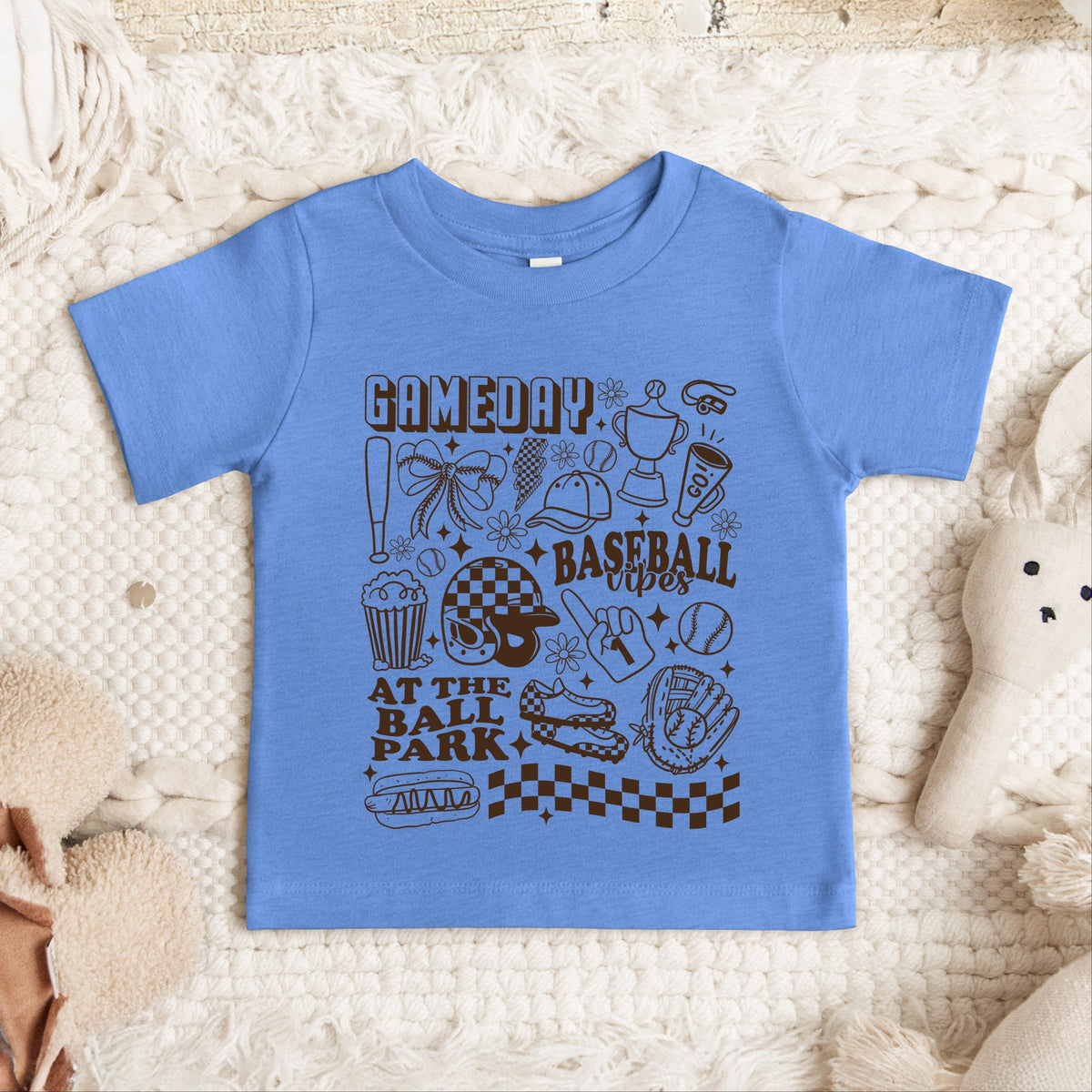 Gameday Baseball Vibes Collage - Toddler Short Sleeve Graphic T-Shirt