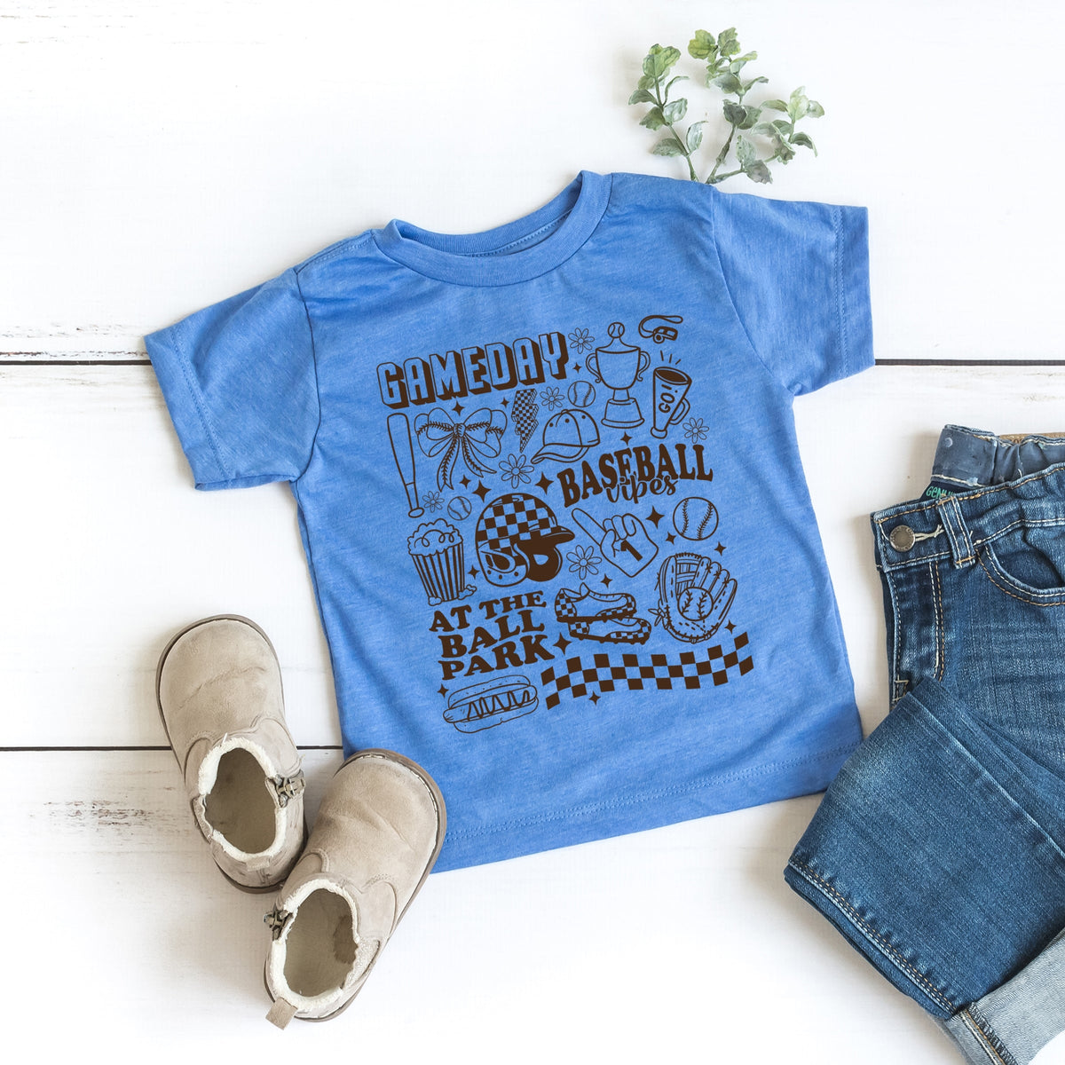 Gameday Baseball Vibes Collage - Toddler Short Sleeve Graphic T-Shirt