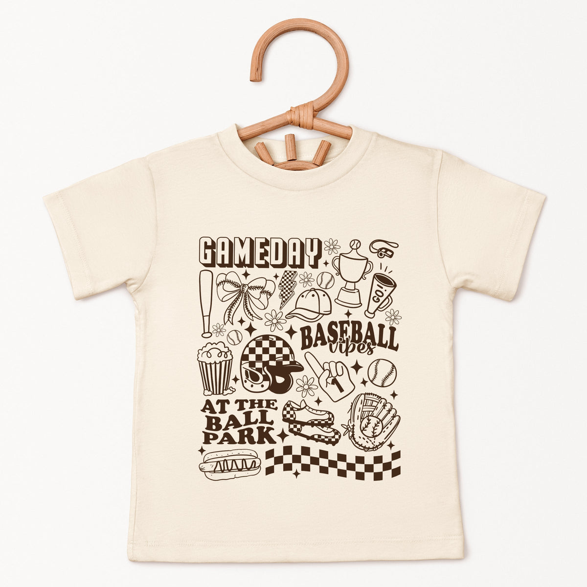 Gameday Baseball Vibes Collage - Toddler Short Sleeve Graphic T-Shirt