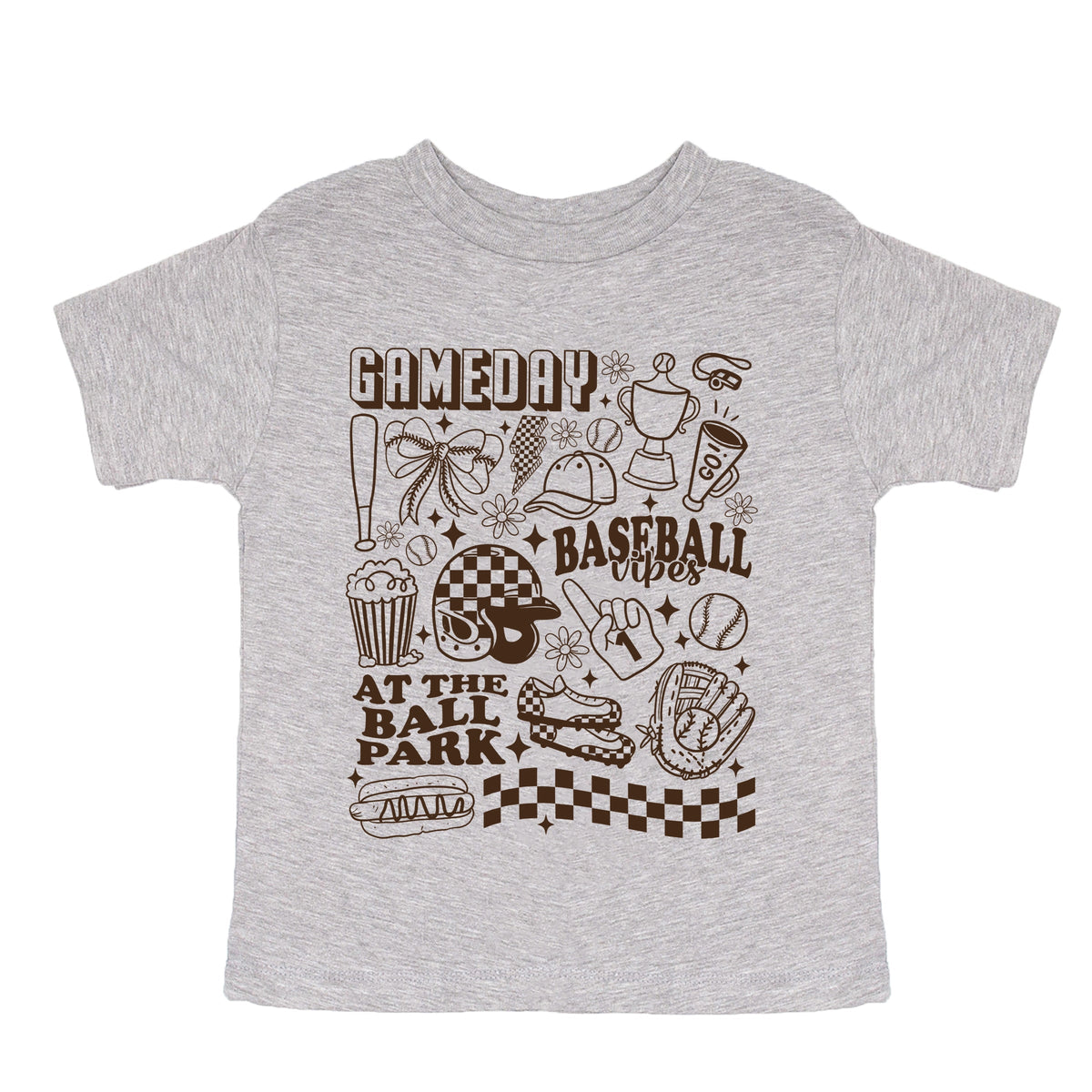 Gameday Baseball Vibes Collage - Toddler Short Sleeve Graphic T-Shirt