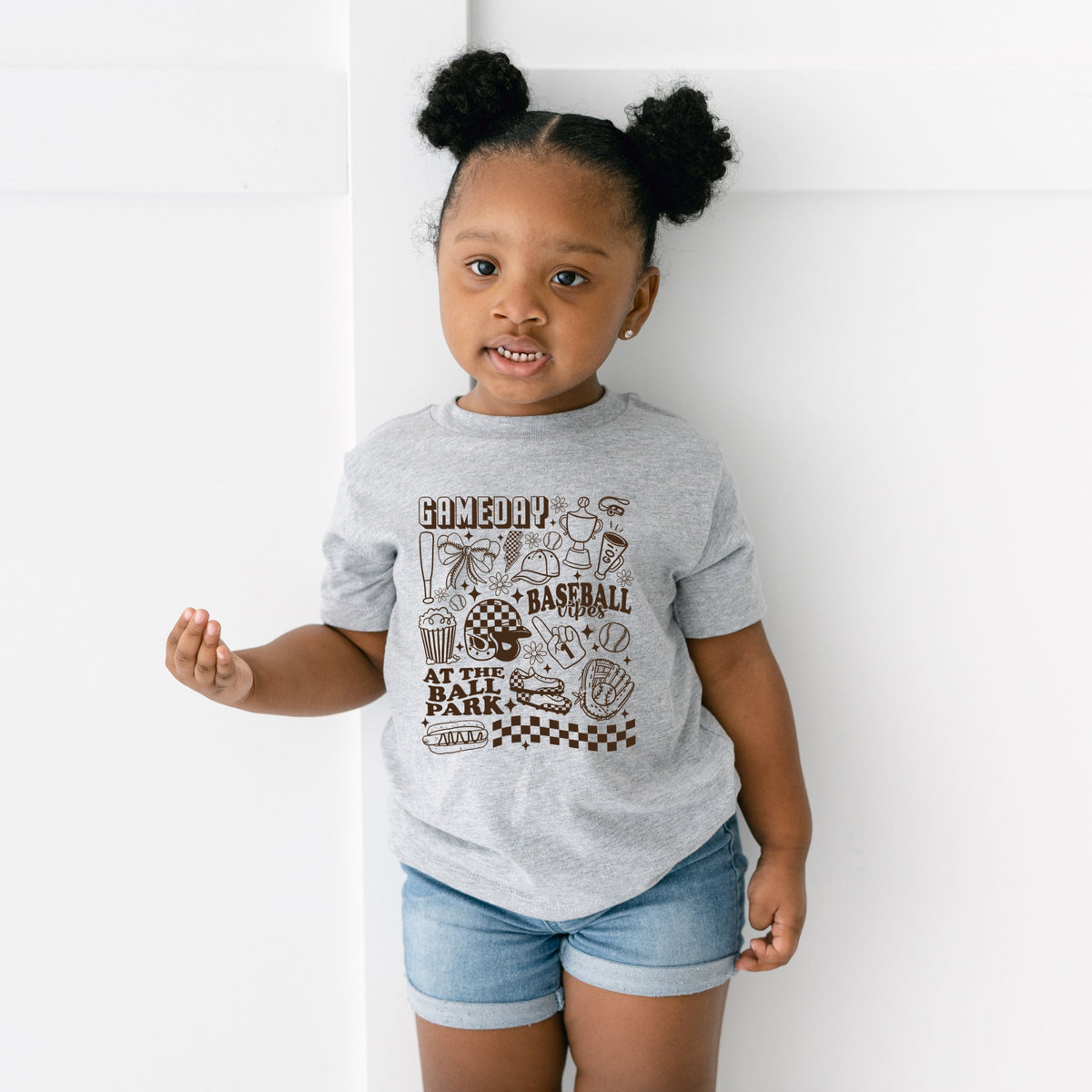 Gameday Baseball Vibes Collage - Toddler Short Sleeve Graphic T-Shirt