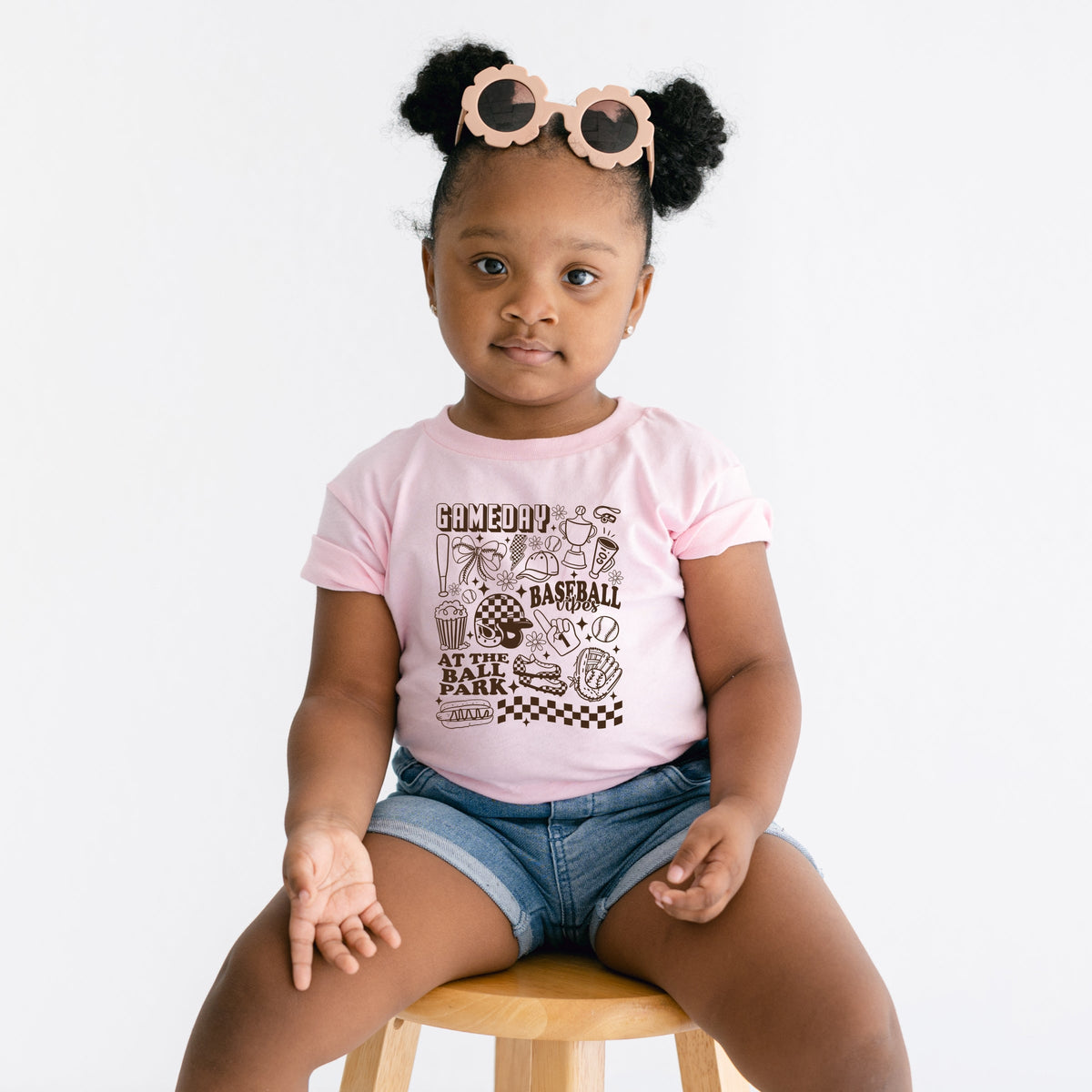 Gameday Baseball Vibes Collage - Toddler Short Sleeve Graphic T-Shirt