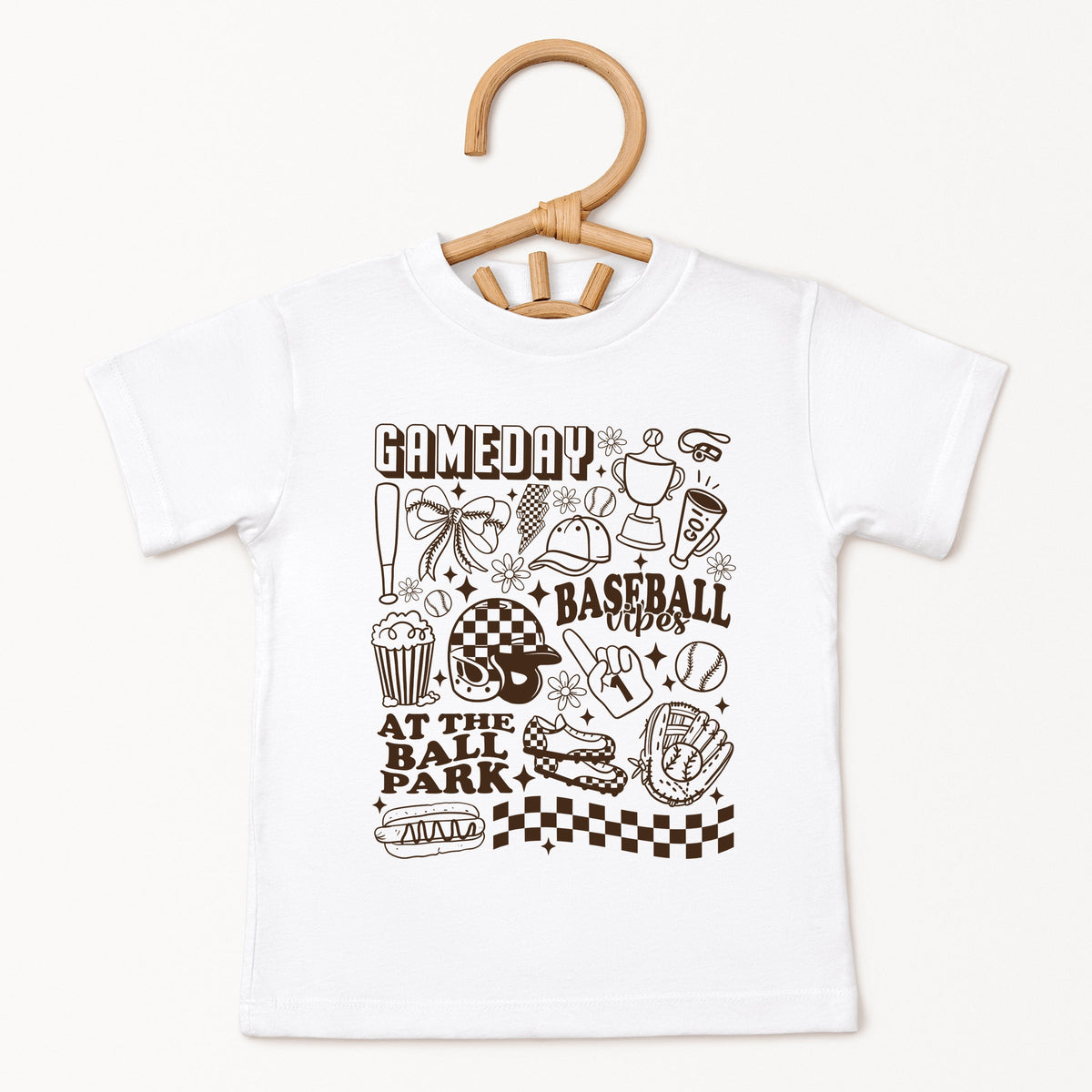 Gameday Baseball Vibes Collage - Toddler Short Sleeve Graphic T-Shirt