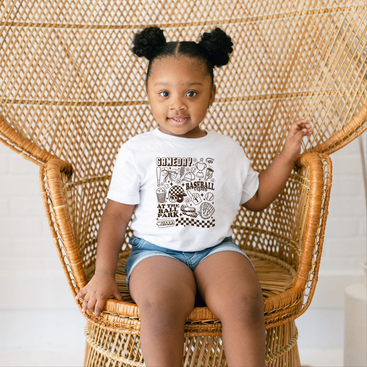 Gameday Baseball Vibes Collage - Toddler Short Sleeve Graphic T-Shirt
