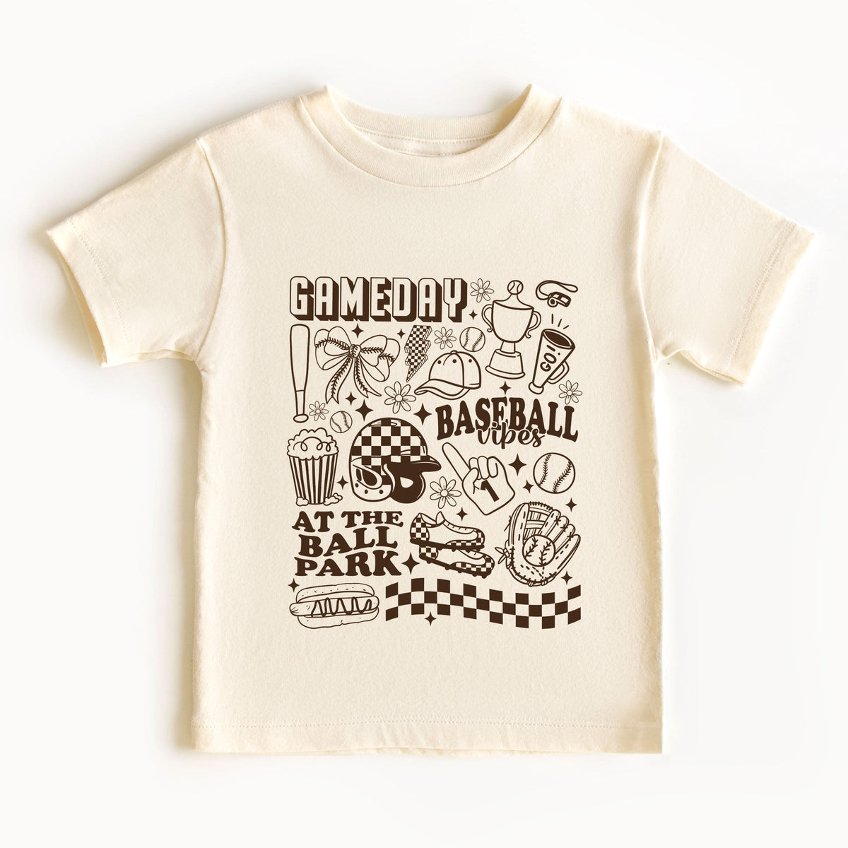 Gameday Baseball Vibes Collage - Toddler Short Sleeve Graphic T-Shirt