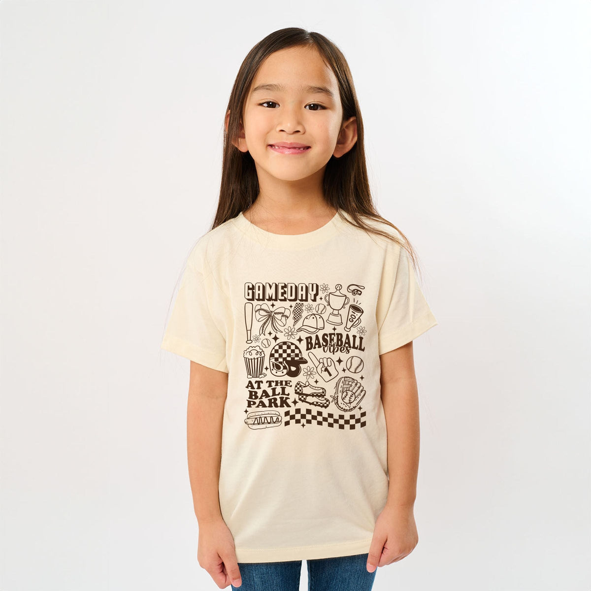 Gameday Baseball Vibes Collage - Youth Short Sleeve Graphic T-Shirt