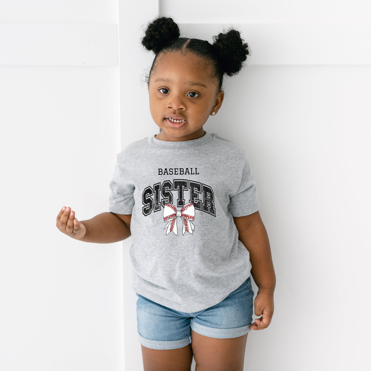 Baseball Sister Varsity Coquette - Toddler Short Sleeve Graphic T-Shirt