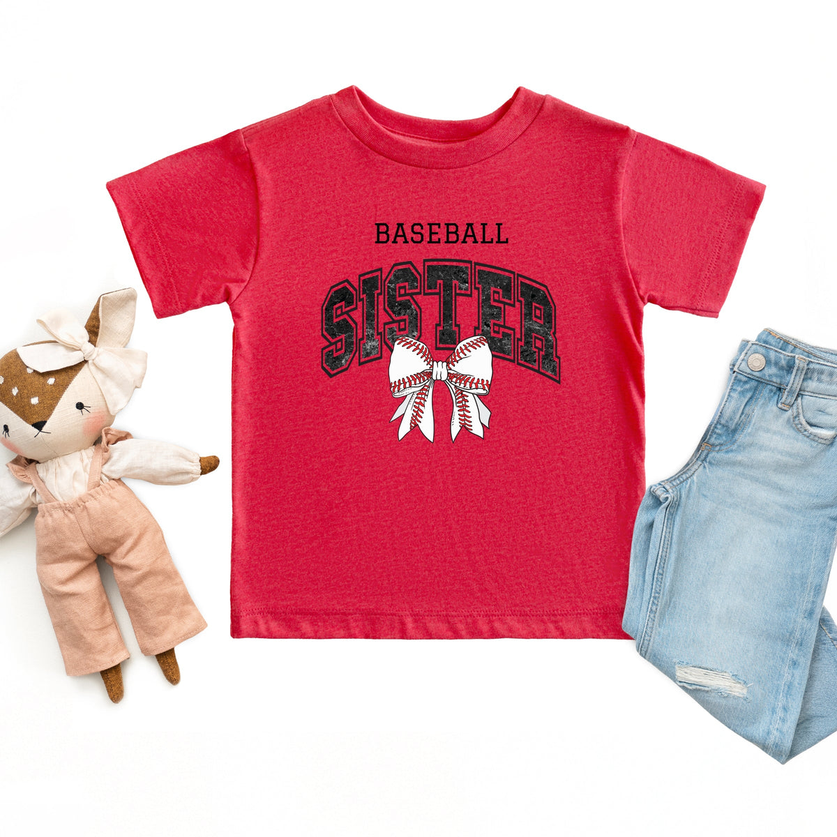 Baseball Sister Varsity Coquette - Toddler Short Sleeve Graphic T-Shirt