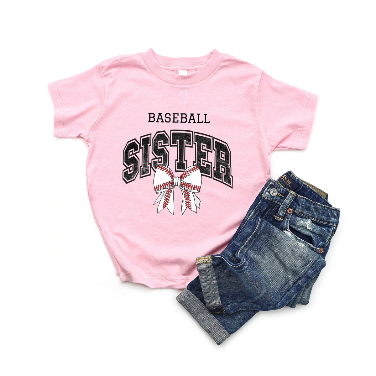 Baseball Sister Varsity Coquette - Toddler Short Sleeve Graphic T-Shirt