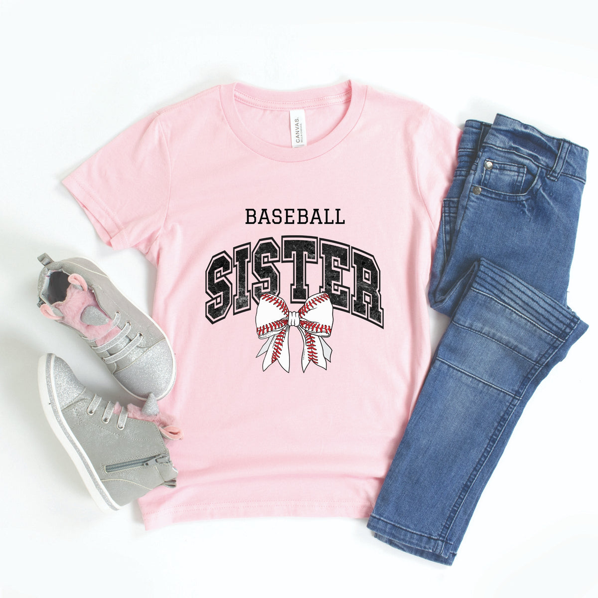Baseball Sister Varsity Coquette - Youth Short Sleeve Graphic T-Shirt