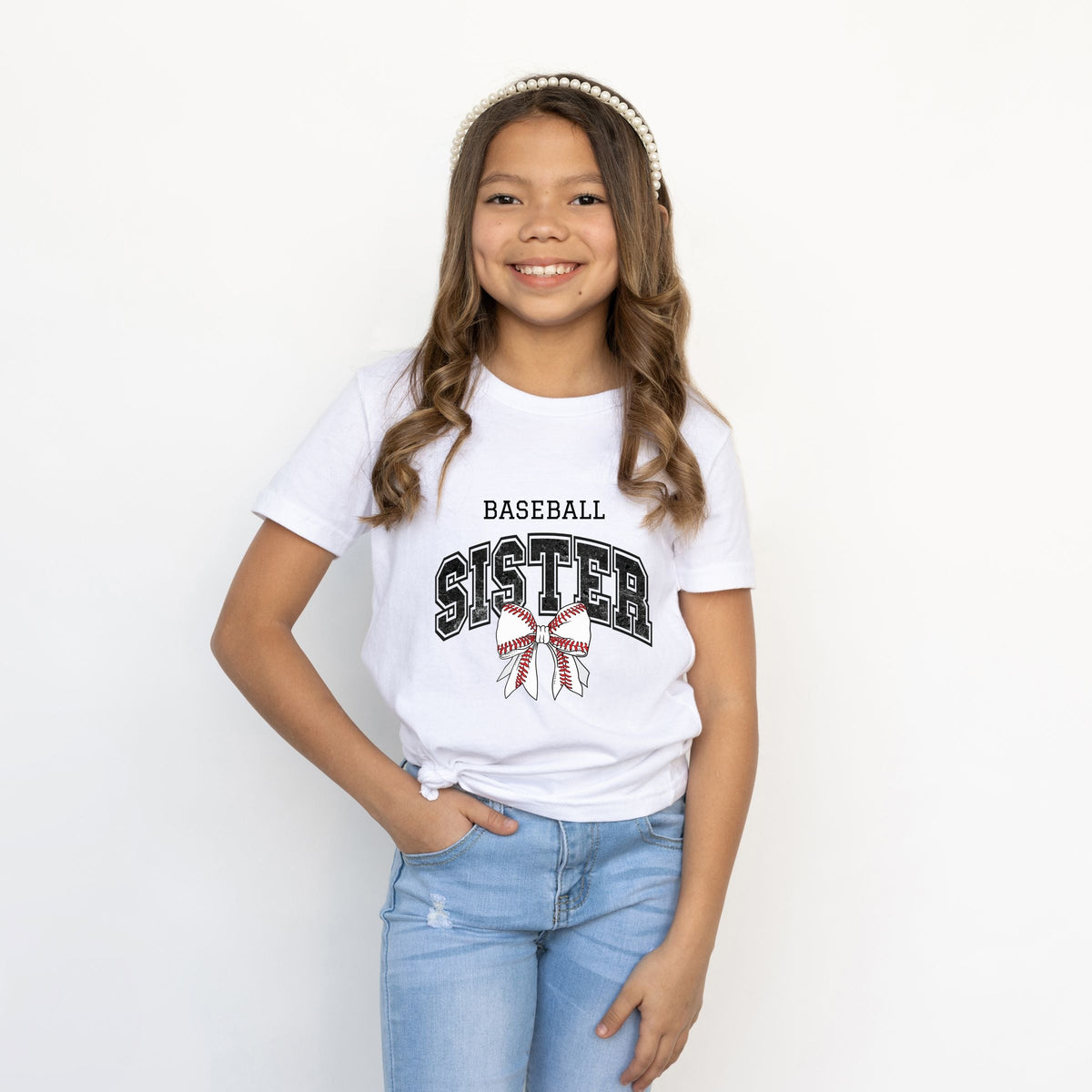 Baseball Sister Varsity Coquette - Youth Short Sleeve Graphic T-Shirt
