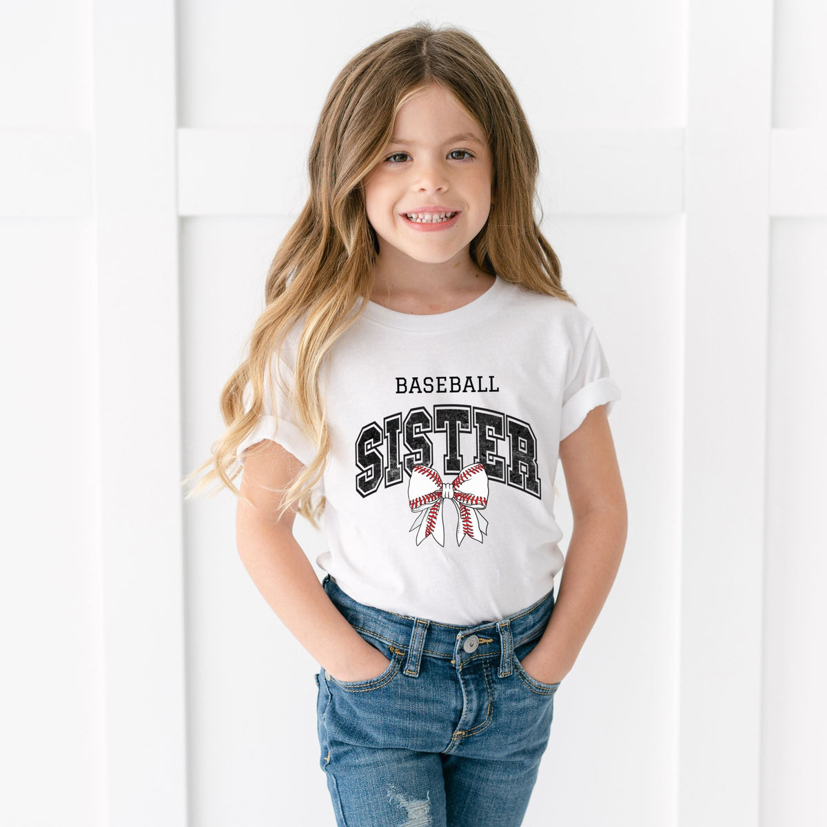 Baseball Sister Varsity Coquette - Youth Short Sleeve Graphic T-Shirt