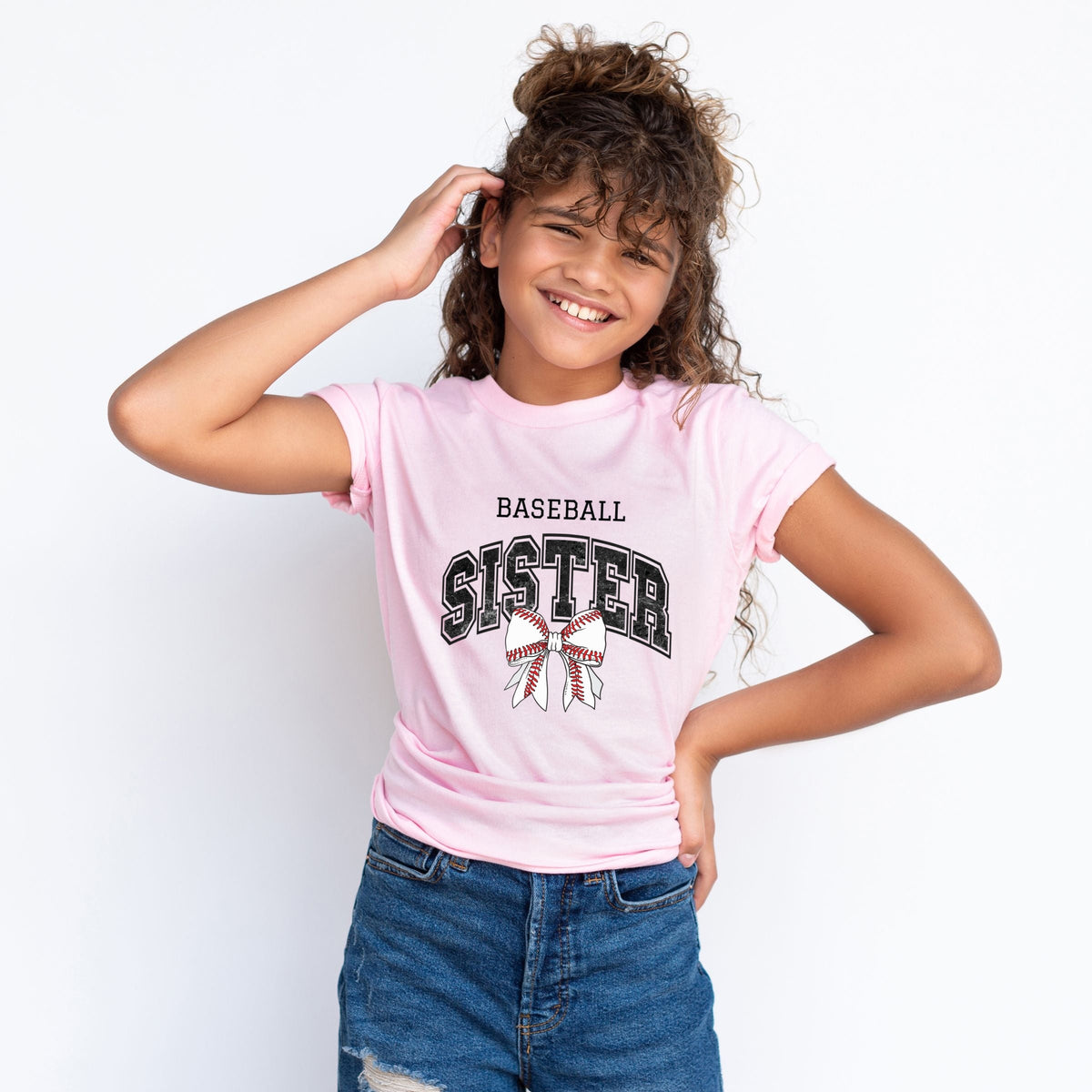 Baseball Sister Varsity Coquette - Youth Short Sleeve Graphic T-Shirt