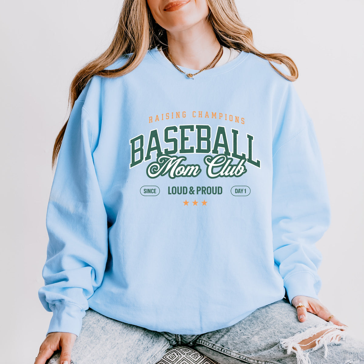 Baseball Mom Club Loud & Proud - Women's Lightweight Garment Dyed Sweatshirt