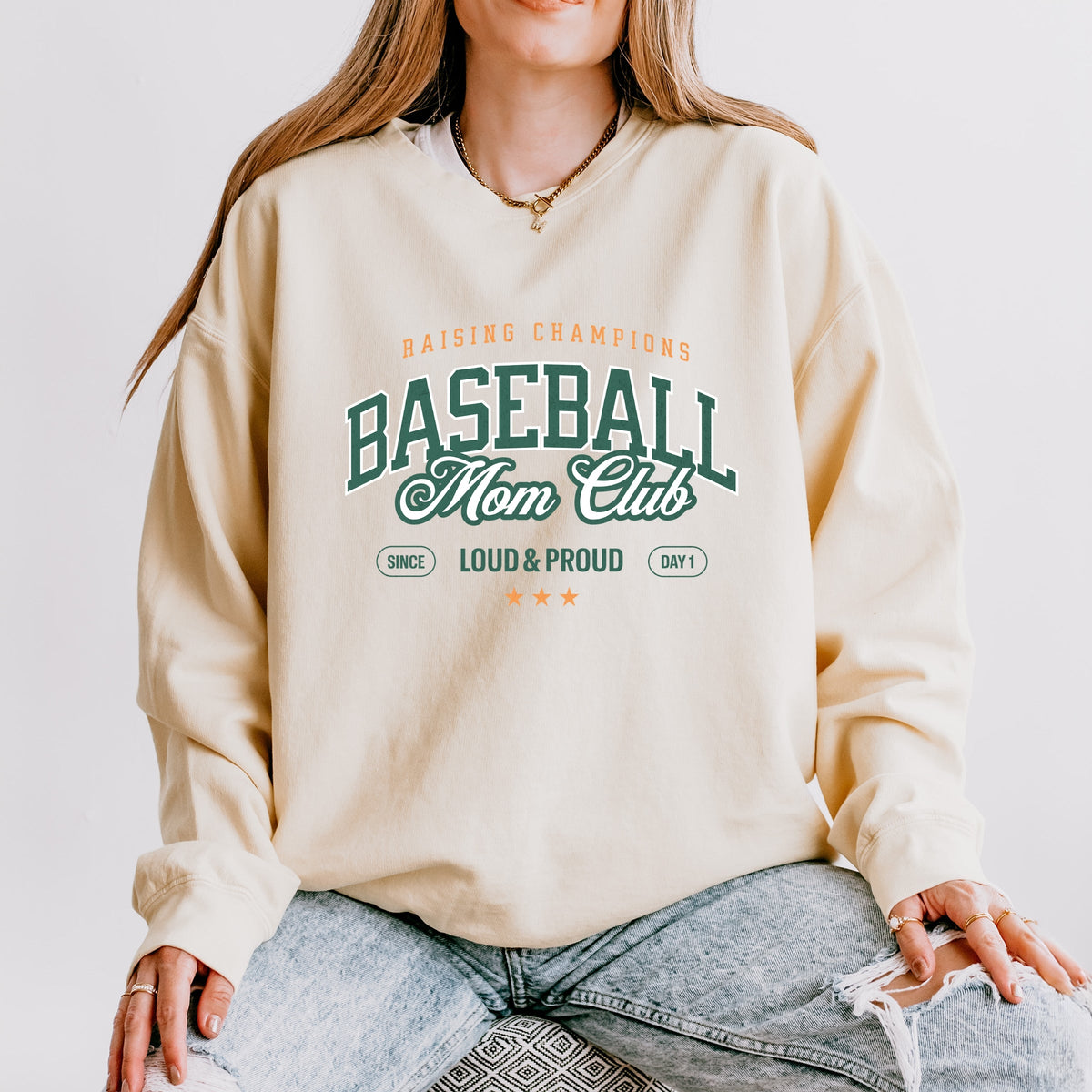 Baseball Mom Club Loud & Proud - Women's Lightweight Garment Dyed Sweatshirt