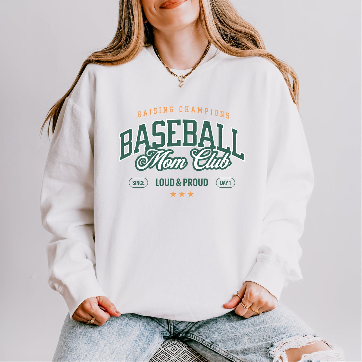 Baseball Mom Club Loud & Proud - Women's Lightweight Garment Dyed Sweatshirt